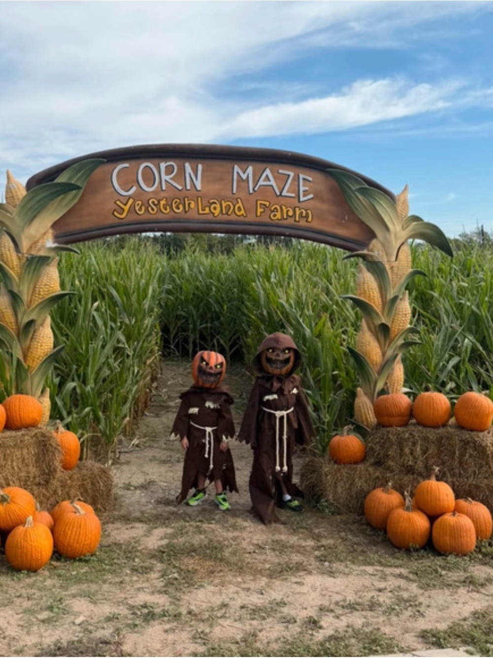Kids 12/14 Creepy Pumpkin Head Scarecrow Halloween Costume